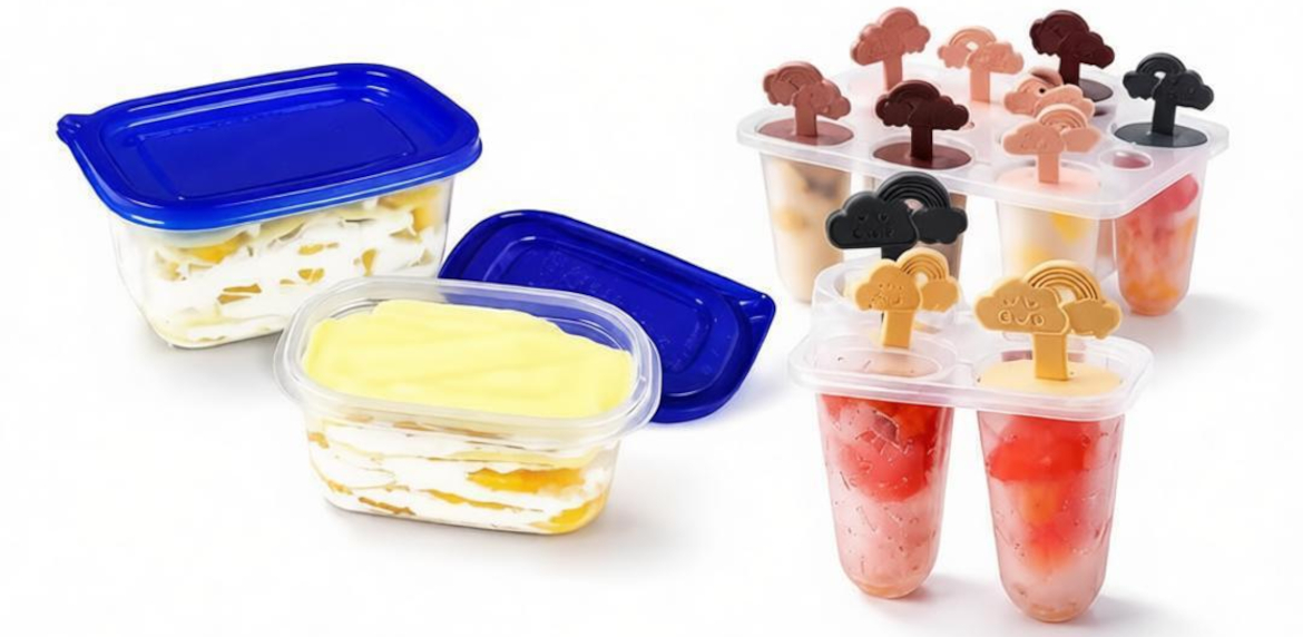 Plastic food containers and dessert cups