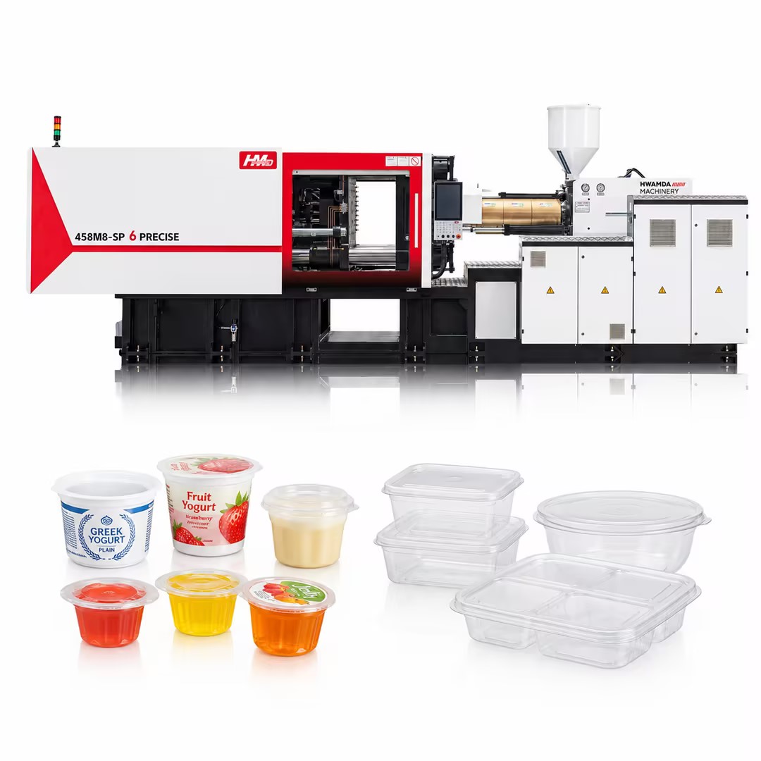 HWAMDA SP6 machine with thin-wall food containers and cups